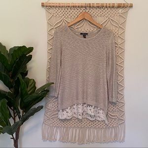 Boutique Lace Trim Sweater